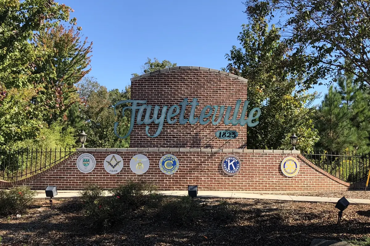Fayetteville 1823 brick welcome sign, Fayetteville, Georgia